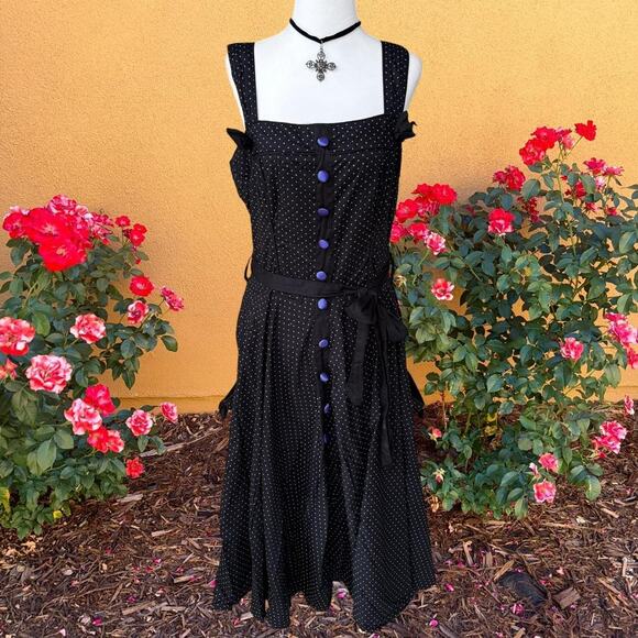Hell Bunny black and purple pin up dress - Picture 1 of 6